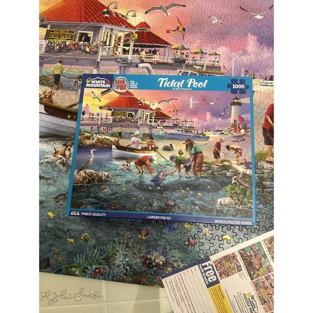WHITE MOUNTAIN JIGSAW PUZZLE TIDAL POOL 1000 PCS COMPLETE 2022 #1793 - Picture 2 of 8